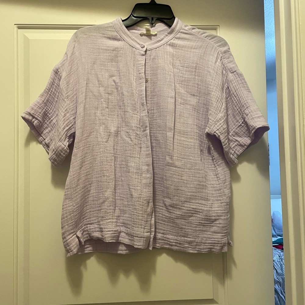 Eileen Fisher Lavender Button-Up Blouse